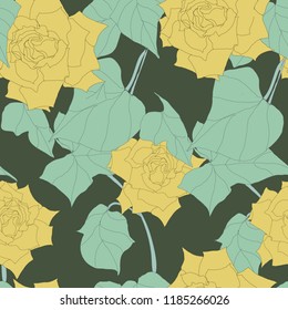 Beautiful seamless floral pattern background. Tropical flowers vector illustration.