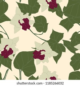 Beautiful seamless floral pattern background. Tropical flowers vector illustration.