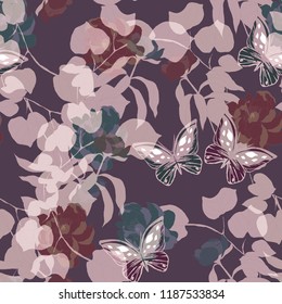 Beautiful seamless floral pattern background. Tropical flowers vector illustration.