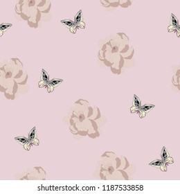 Beautiful seamless floral pattern background. Tropical flowers vector illustration.