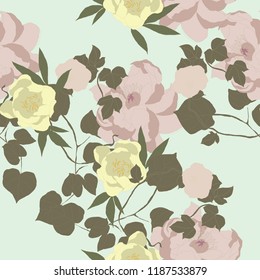 Beautiful seamless floral pattern background. Tropical flowers vector illustration.
