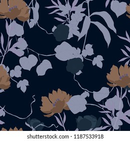 Beautiful seamless floral pattern background. Tropical flowers vector illustration.