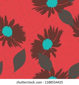 Beautiful seamless floral pattern background. Tropical flowers vector illustration.
