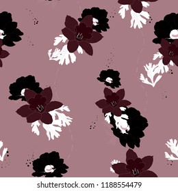 Beautiful seamless floral pattern background. Tropical flowers vector illustration.
