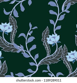 Beautiful seamless floral pattern background. Tropical flowers vector illustration.
