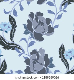Beautiful seamless floral pattern background. Tropical flowers vector illustration.
