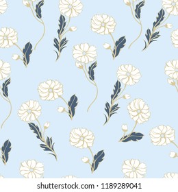 Beautiful seamless floral pattern background. Tropical flowers vector illustration.
