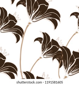 Beautiful seamless floral pattern background. Tropical flowers vector illustration.
