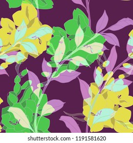 Beautiful seamless floral pattern background. Tropical flowers vector illustration.
