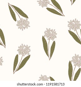 Beautiful seamless floral pattern background. Tropical flowers vector illustration.
