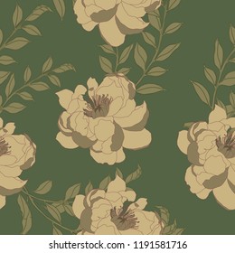 Beautiful seamless floral pattern background. Tropical flowers vector illustration.
