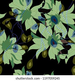 Beautiful seamless floral pattern background. Tropical flowers vector illustration.
