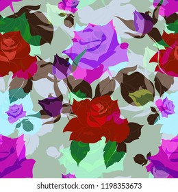 Beautiful seamless floral pattern background. Tropical flowers vector illustration.
