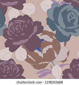 Beautiful seamless floral pattern background. Tropical flowers vector illustration.
