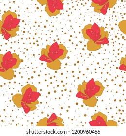 Beautiful seamless floral pattern background. Tropical flowers vector illustration.