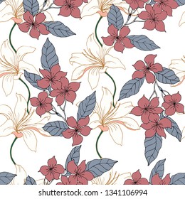 Beautiful seamless floral pattern background.