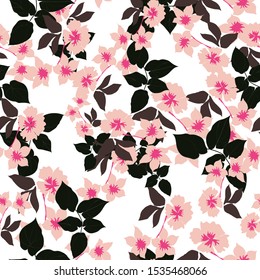 Beautiful seamless floral pattern background. Tropical flowers vector illustration.
