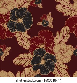 Beautiful seamless floral pattern background. Tropical flowers vector illustration.
