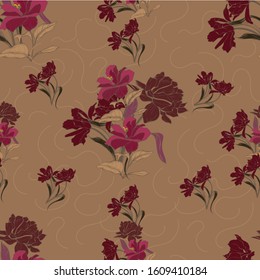 Beautiful seamless floral pattern background. Tropical flowers vector illustration.