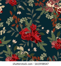 Beautiful seamless floral pattern background. Tropical flowers vector illustration.
