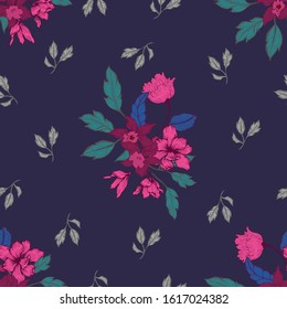 Beautiful seamless floral pattern background. Tropical flowers vector illustration.

