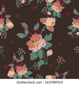 Beautiful seamless floral pattern background. Tropical flowers vector illustration.

