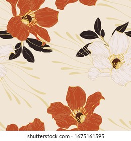 Beautiful seamless floral pattern background.
