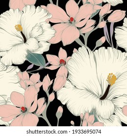 Beautiful seamless floral pattern background.