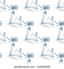 Beautiful seamless floral pattern background. Palm trees