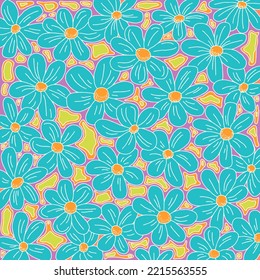 Schönes, nahtloses Blumenmuster für Hintergrund und Tapete. Abstrakte Blumen, handgemalt im Retro-Stil. Handgezeichnete Vektorgrafik.