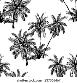 Beautiful seamless floral pattern background. Palm trees