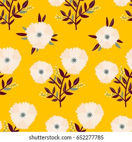 Beautiful seamless Floral pattern. Botanical texture in vintage style. Flowers and leaves background for invitation, stationery and wrapping paper.