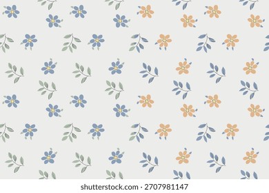 Hermoso patrón floral sin fisuras con flores delicadas, subgrupos que fluyen y follaje detallado ideal para tela, Fondo de pantalla, papel de regalo y botánico