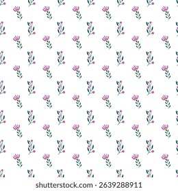 A beautiful, seamless floral pattern featuring delicately arranged pink flowers and vibrant green leaves over a clean white backdrop. Perfect for textiles, wallpapers, and decorative designs.