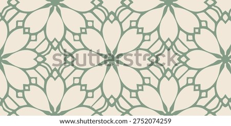 A beautiful seamless floral pattern featuring intricate geometric lines and a symmetrical design, creating an elegant and decorative background.