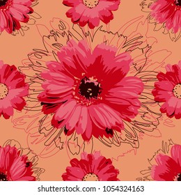 Beautiful (seamless) floral pattern. Flower  illustration