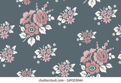 Beautiful seamless floral pattern, flower vector illustration. Elegance wallpaper with of pink roses on floral background.