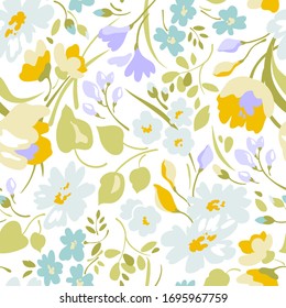 Beautiful seamless floral pattern . Flower vector illustration. Field of flowers