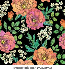 Beautiful seamless floral pattern. Flower vector illustration