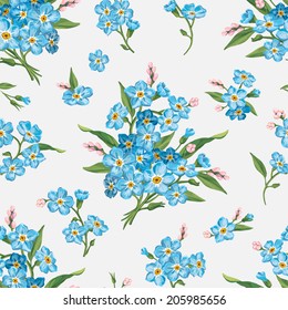 Beautiful seamless floral pattern, flower vector illustration. Abstract Elegance vector illustration texture with forget-me-not. Decorative Beautiful vector illustration texture. 