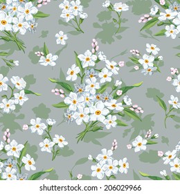 Beautiful seamless floral pattern, flower vector illustration. Abstract Elegance vector illustration texture with forget-me-not. Decorative Beautiful vector illustration texture. 