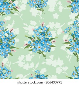 Beautiful seamless floral pattern, flower vector illustration. Abstract Elegance vector illustration texture with forget-me-not. Decorative Beautiful vector illustration texture. 