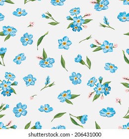 Beautiful seamless floral pattern, flower vector illustration. Abstract Elegance vector illustration texture with forget-me-not. Decorative Beautiful vector illustration texture. 