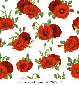 Beautiful seamless floral pattern, flower vector illustration. Elegance wallpaper with of  poppy on floral background. Decorative Beautiful vector illustration texture. 