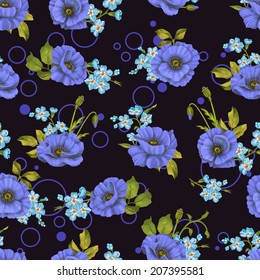 Beautiful seamless floral pattern, flower vector illustration. Elegance wallpaper with of  poppy on floral background. Decorative Beautiful vector illustration texture. 