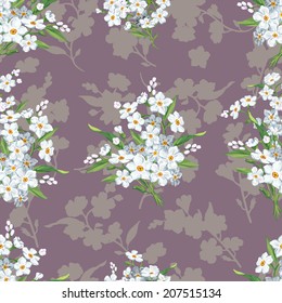 Beautiful seamless floral pattern, flower vector illustration. Abstract Elegance vector illustration texture with forget-me-not. Decorative Beautiful vector illustration texture. 