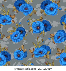 Beautiful seamless floral pattern, flower vector illustration. Elegance wallpaper with of  poppy on floral background. Decorative Beautiful vector illustration texture. 