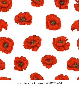 Beautiful seamless floral pattern, flower vector illustration. Elegance wallpaper with of  poppy on floral background. Decorative Beautiful vector illustration texture. 