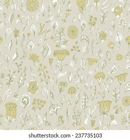 Beautiful seamless floral pattern, flower vector illustration.  Elegance wallpaper with of yellow flowers on floral background.