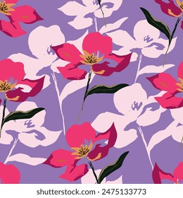 Beautiful seamless floral pattern . Flower vector illustration. Field of flowers